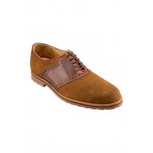 NEW T.B. PHELPS men's david oxford saddle shoe in dirty buck suede/briar